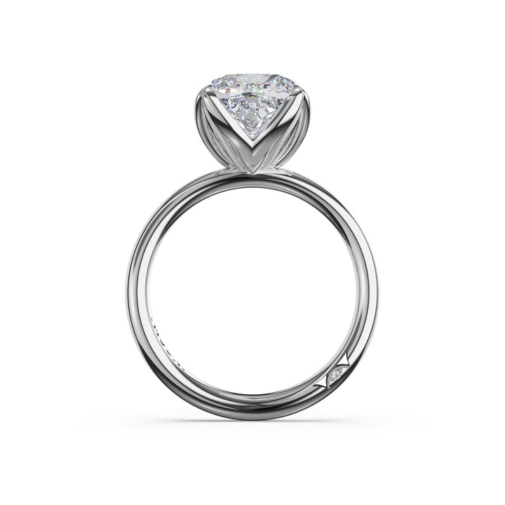 Cushion Sculpted Petal-Prong Solitaire in Platinum
