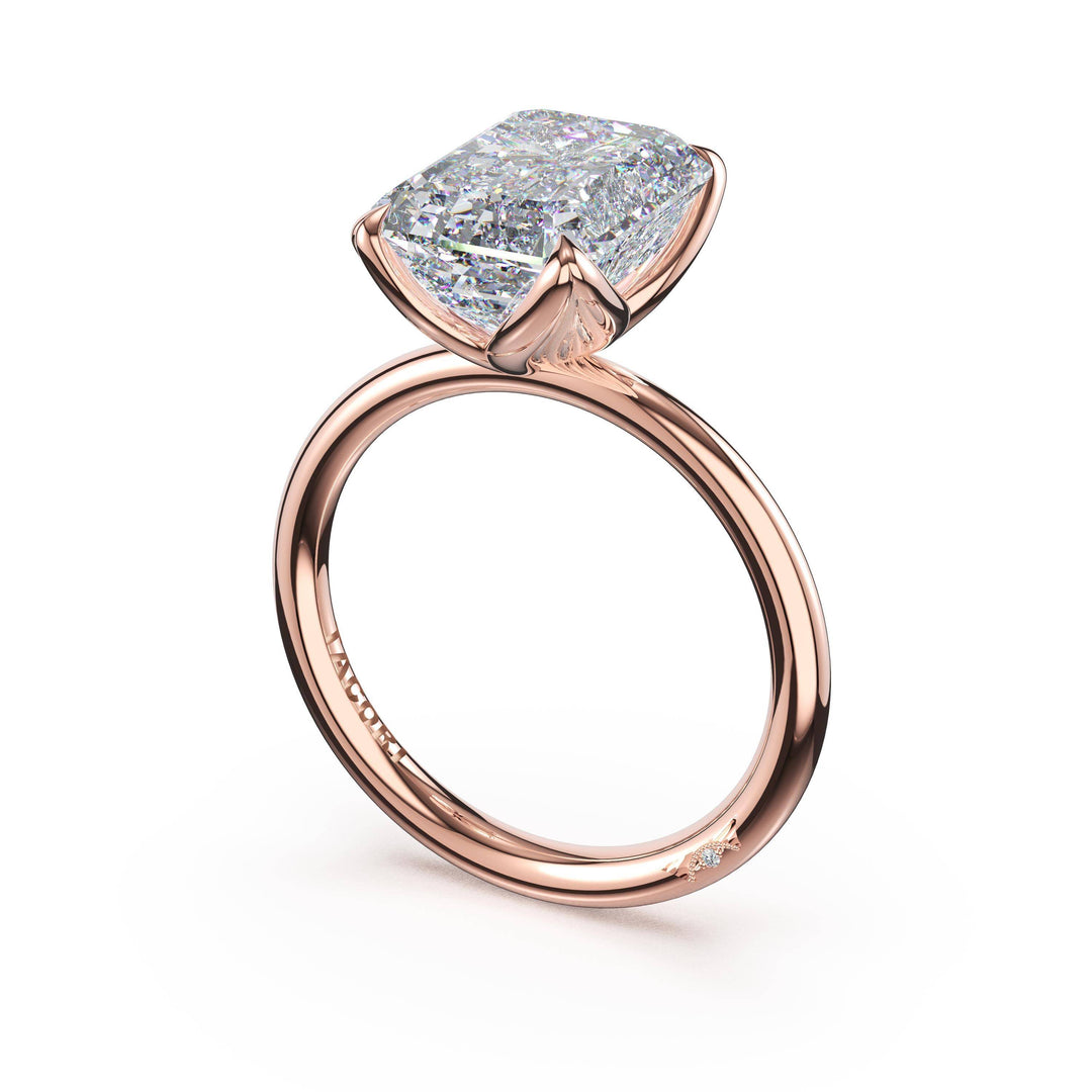 Emerald Sculpted Petal-Prong Solitaire in 18kt Rose Gold