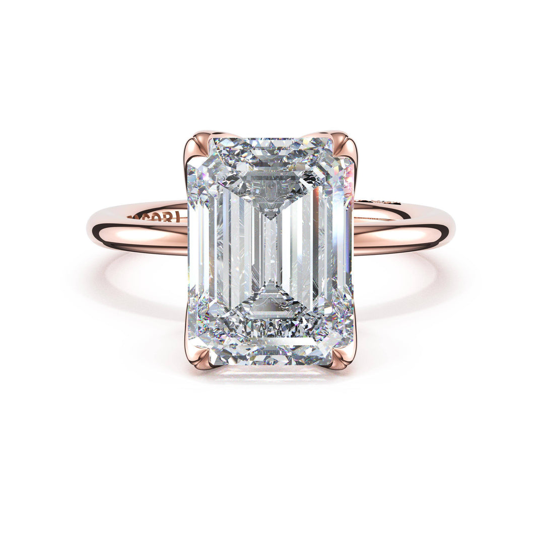 Emerald Sculpted Petal-Prong Solitaire in 18kt Rose Gold
