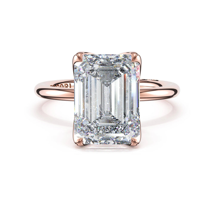 Emerald Sculpted Petal-Prong Solitaire in 18kt Rose Gold