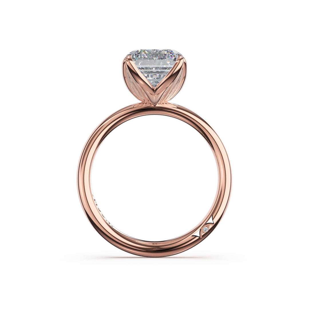 Emerald Sculpted Petal-Prong Solitaire in 18kt Rose Gold