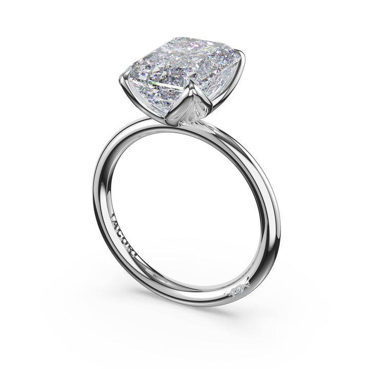 Emerald Sculpted Petal-Prong Solitaire in Platinum