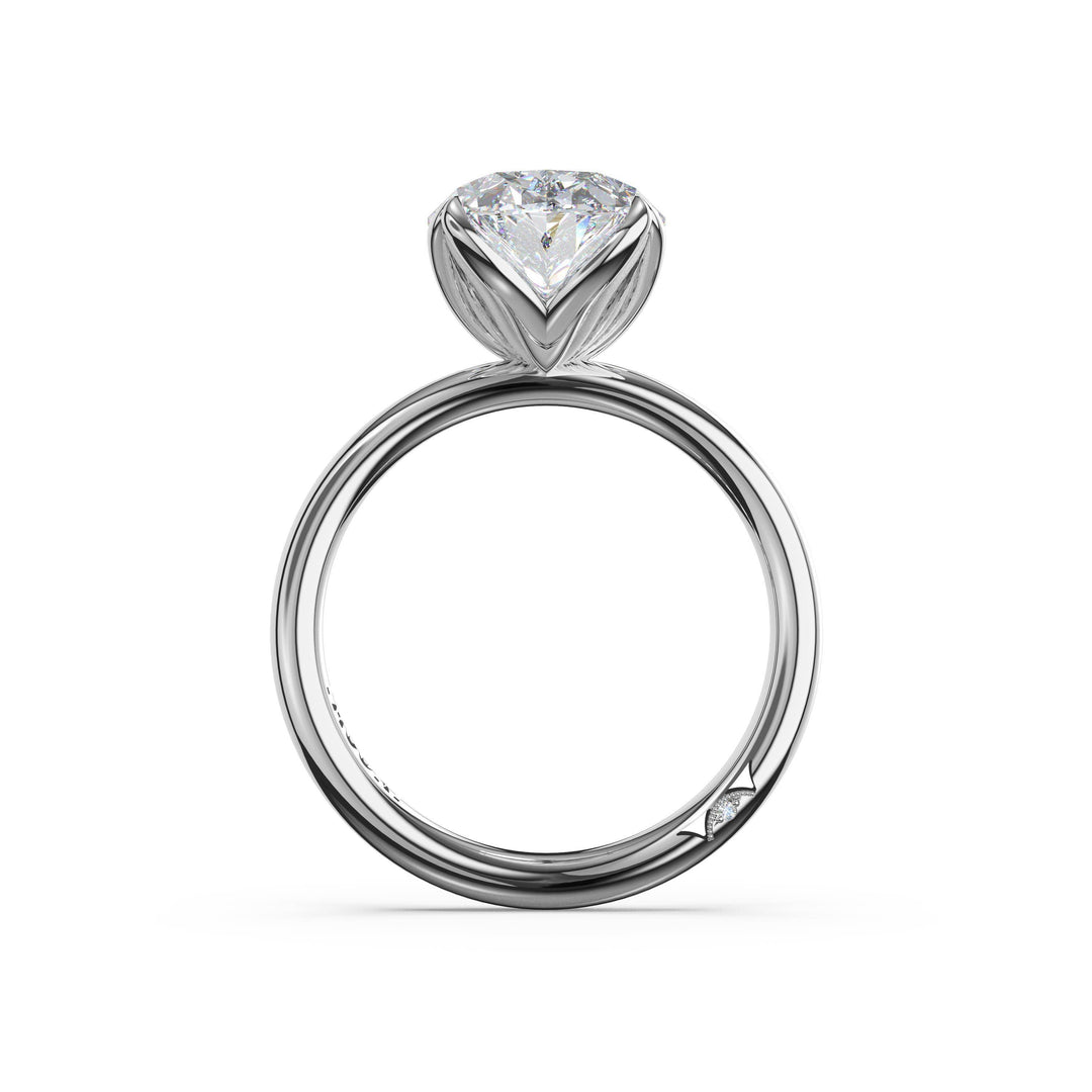 Oval Sculpted Petal-Prong Solitaire in 18kt White Gold