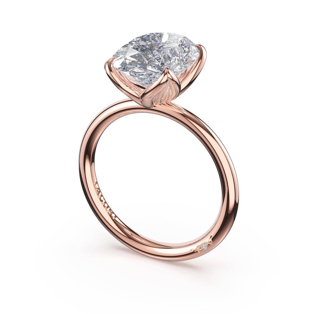 Oval Sculpted Petal-Prong Solitaire in 18kt Rose Gold