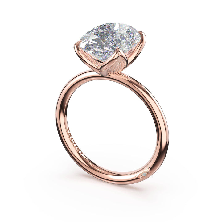 Oval Sculpted Petal-Prong Solitaire in 18kt Rose Gold