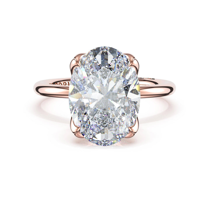 Oval Sculpted Petal-Prong Solitaire in 18kt Rose Gold