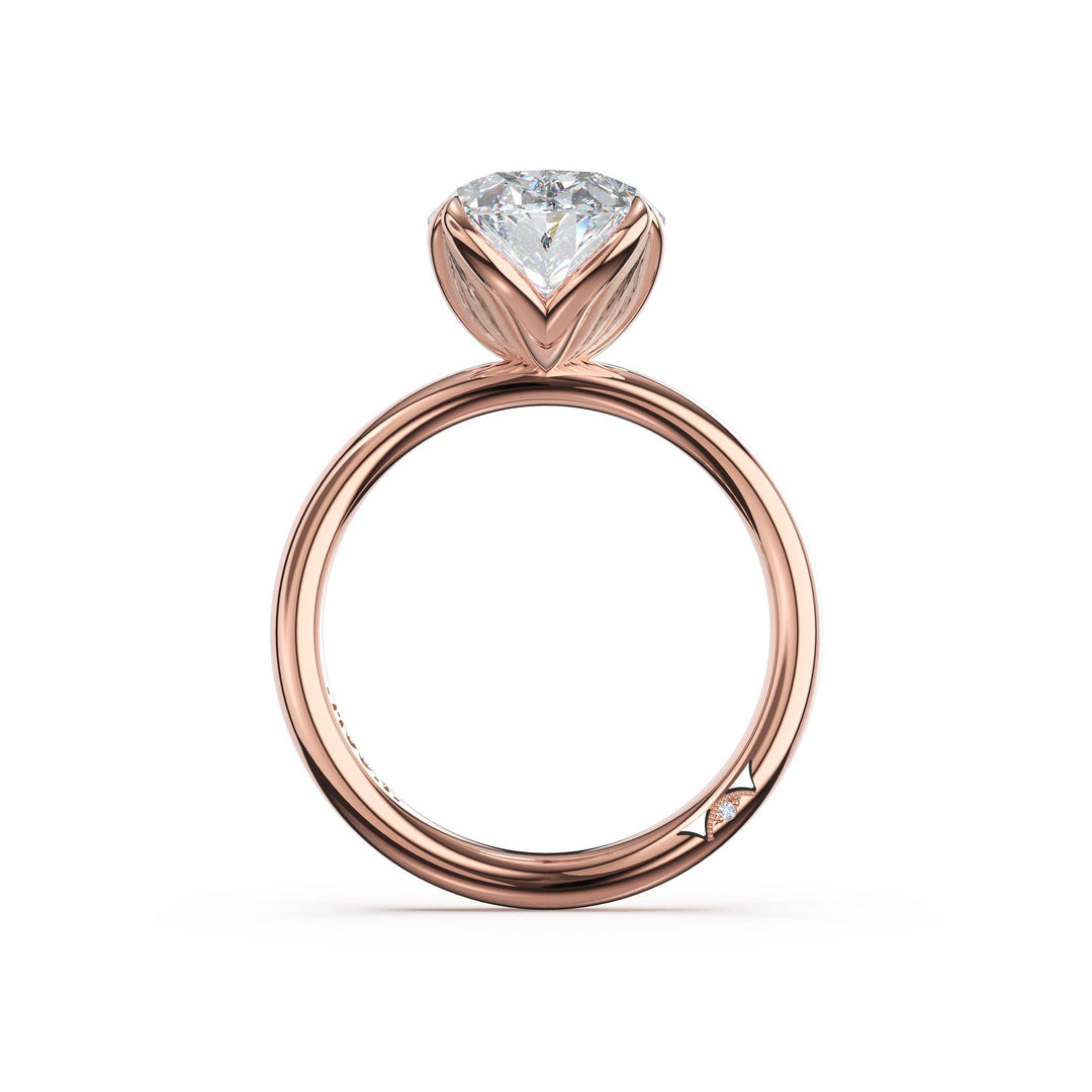Oval Sculpted Petal-Prong Solitaire in 18kt Rose Gold