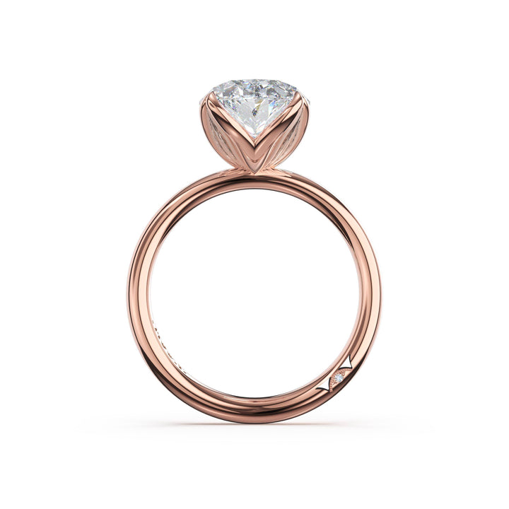 Oval Sculpted Petal-Prong Solitaire in 18kt Rose Gold