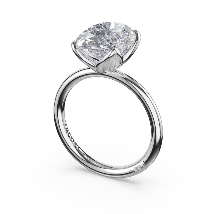 Oval Sculpted Petal-Prong Solitaire in Platinum