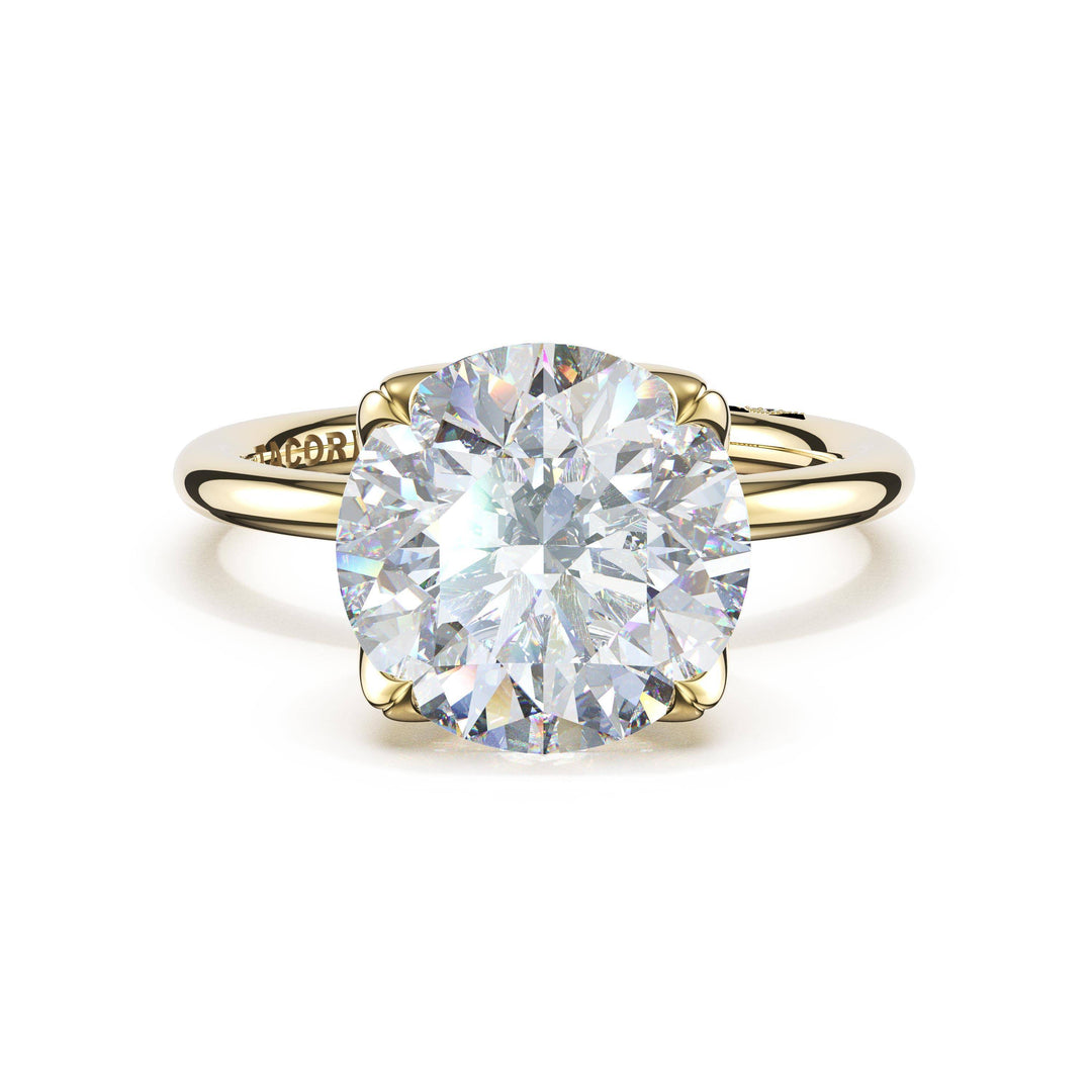 Round Sculpted Petal-Prong Solitaire in 18kt Yellow Gold