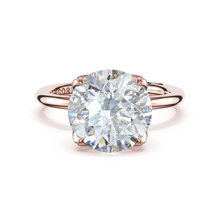 Round Sculpted Petal-Prong Solitaire in 18kt Rose Gold