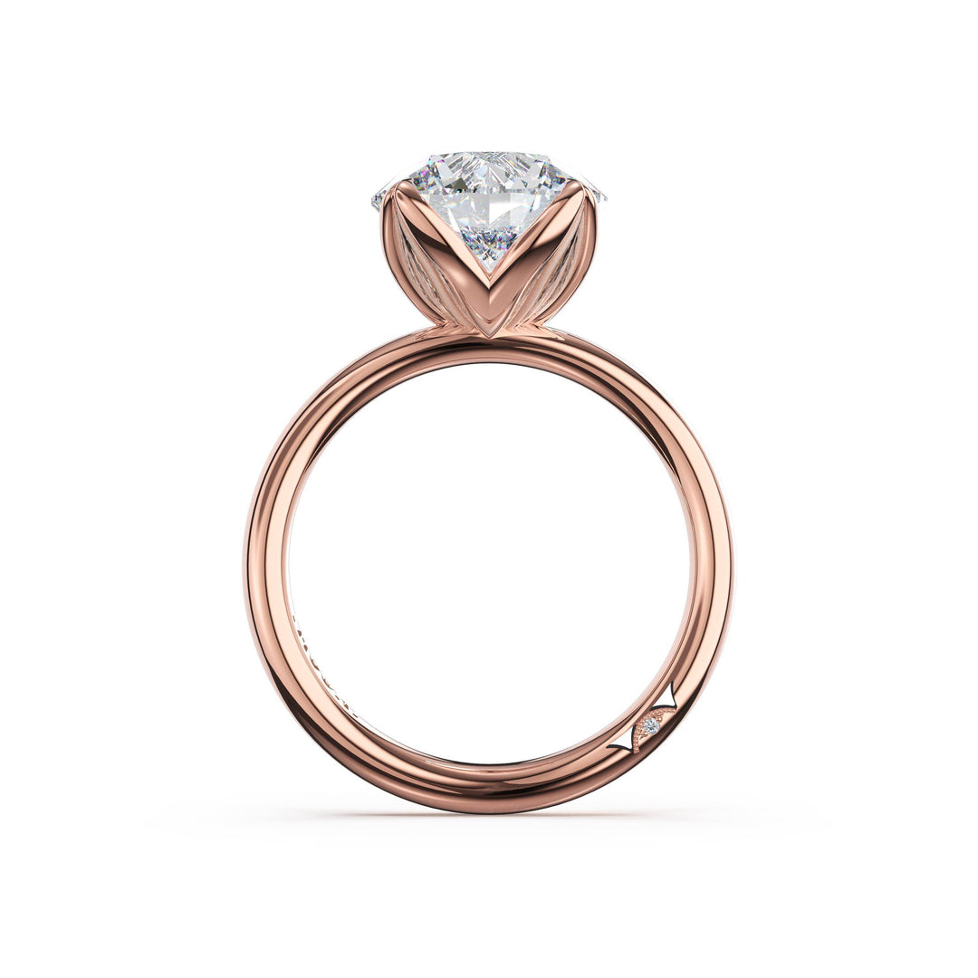 Round Sculpted Petal-Prong Solitaire in 18kt Rose Gold
