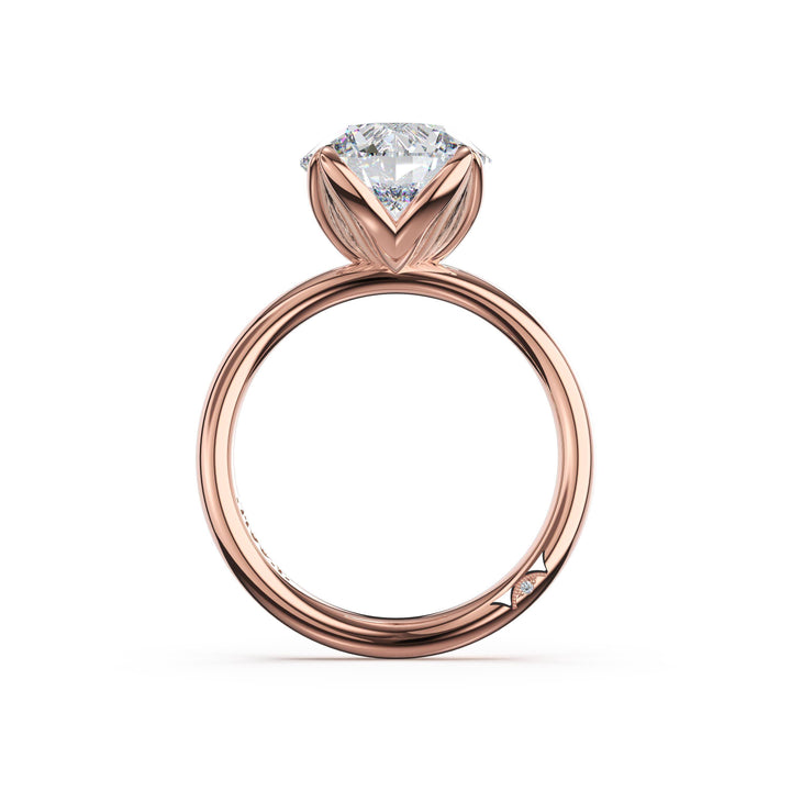 Round Sculpted Petal-Prong Solitaire in 18kt Rose Gold