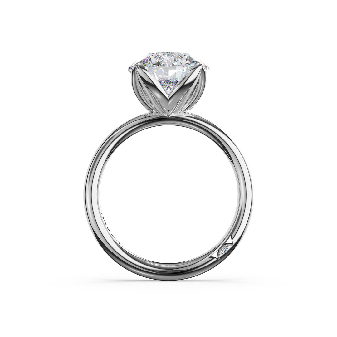 Round Sculpted Petal-Prong Solitaire in Platinum