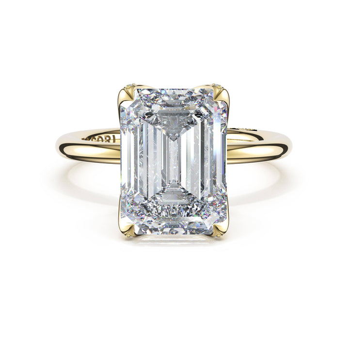 Emerald Sculpted Petal-PavÃ©-Prong Solitaire in 18kt Yellow Gold