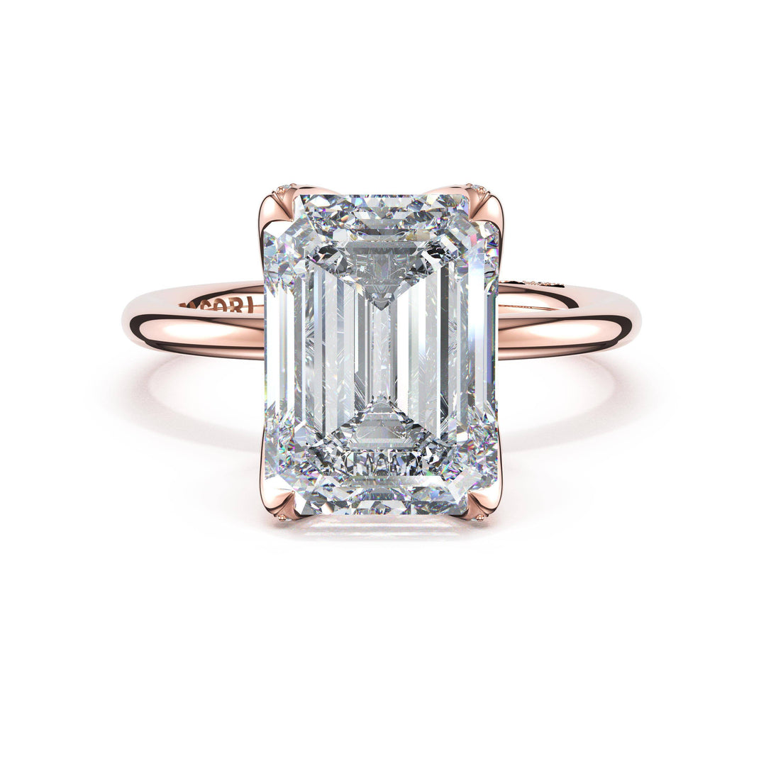 Emerald Sculpted Petal-PavÃ©-Prong Solitaire in 18kt Rose Gold