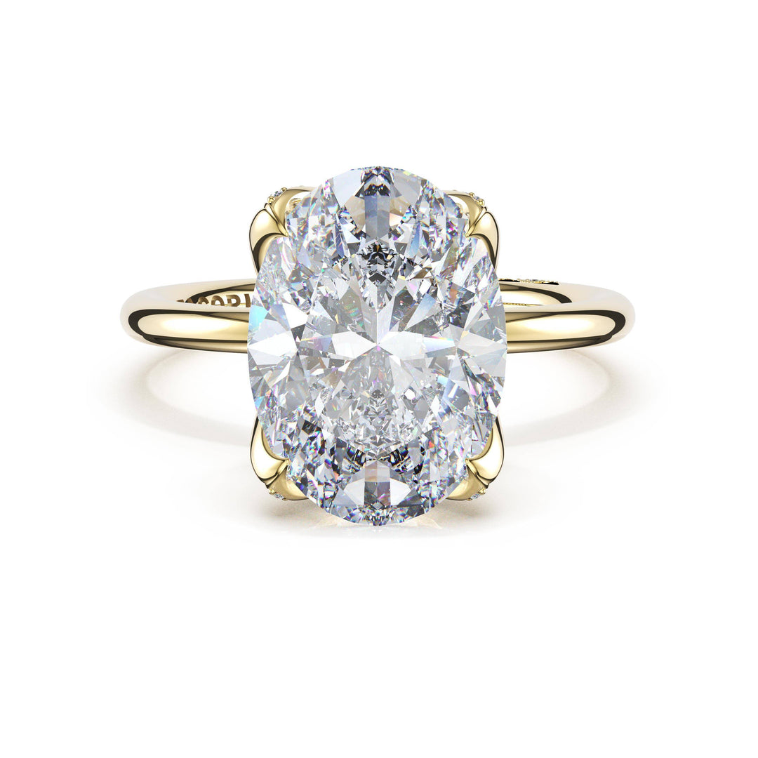 Oval Sculpted Petal-PavÃ©-Prong Solitaire in 18kt Yellow Gold