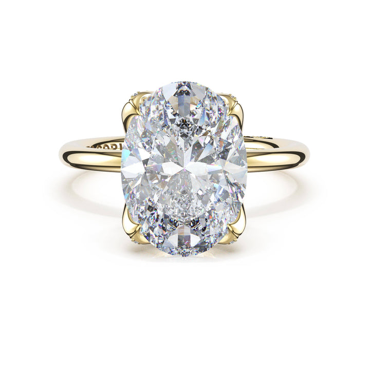 Oval Sculpted Petal-PavÃ©-Prong Solitaire in 18kt Yellow Gold