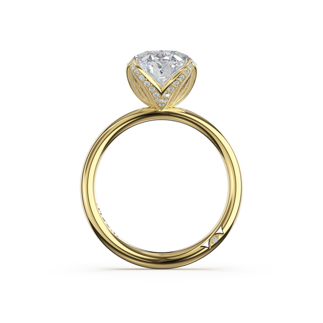 Oval Sculpted Petal-PavÃ©-Prong Solitaire in 18kt Yellow Gold