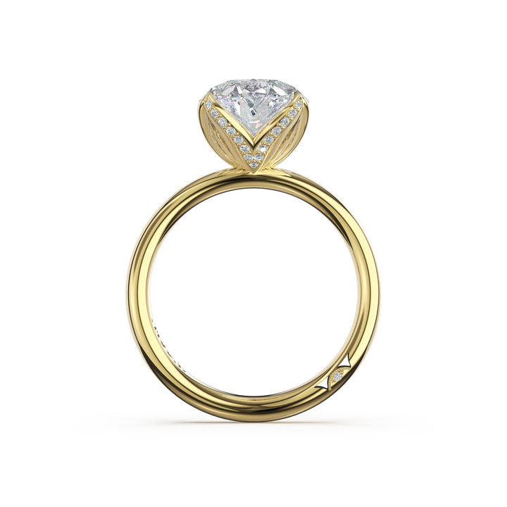 Oval Sculpted Petal-PavÃ©-Prong Solitaire in 18kt Yellow Gold