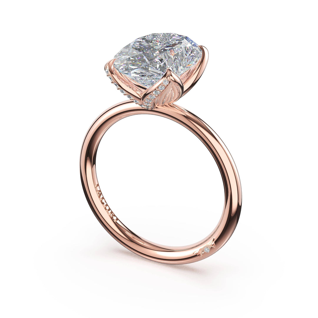 Oval Sculpted Petal-PavÃ©-Prong Solitaire in 18kt Rose Gold