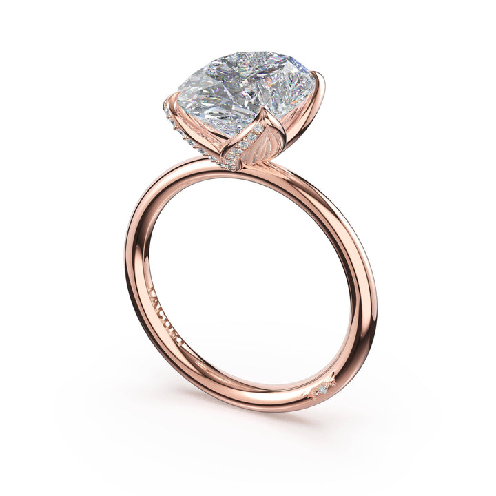 Oval Sculpted Petal-PavÃ©-Prong Solitaire in 18kt Rose Gold