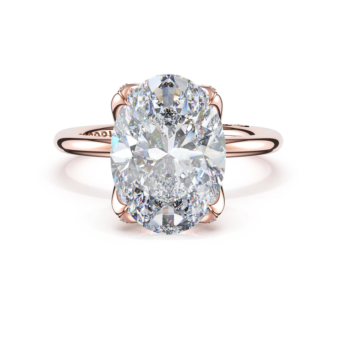 Oval Sculpted Petal-PavÃ©-Prong Solitaire in 18kt Rose Gold
