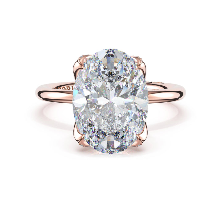 Oval Sculpted Petal-PavÃ©-Prong Solitaire in 18kt Rose Gold