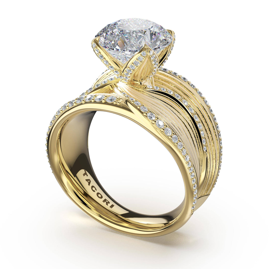 Dahlia Sculpted Double-Petal PavÃ© Ring in 18kt Yellow Gold