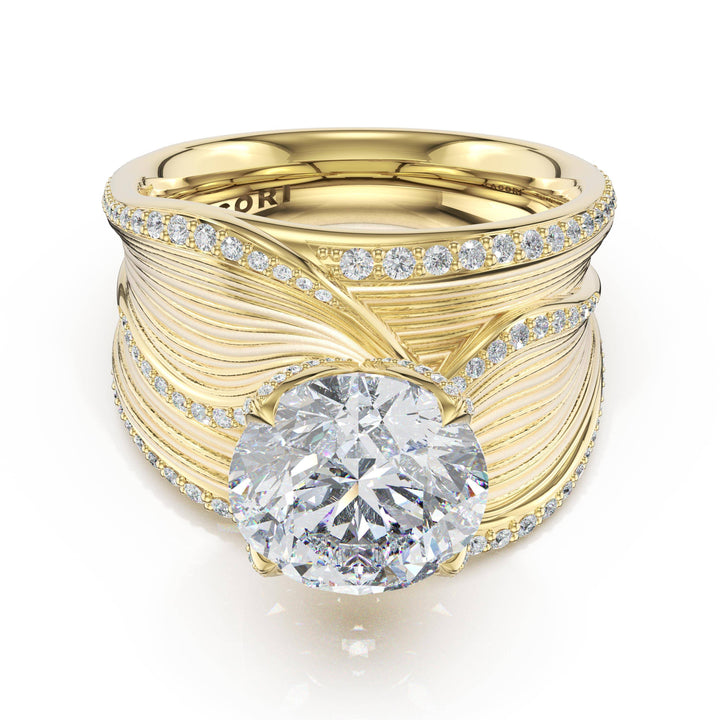 Dahlia Sculpted Double-Petal PavÃ© Ring in 18kt Yellow Gold