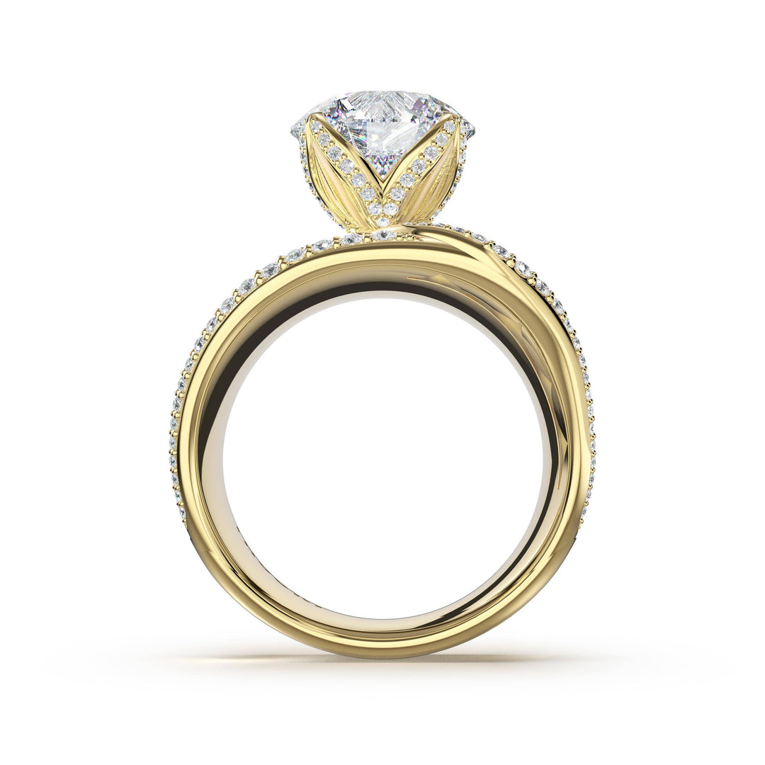 Dahlia Sculpted Double-Petal PavÃ© Ring in 18kt Yellow Gold