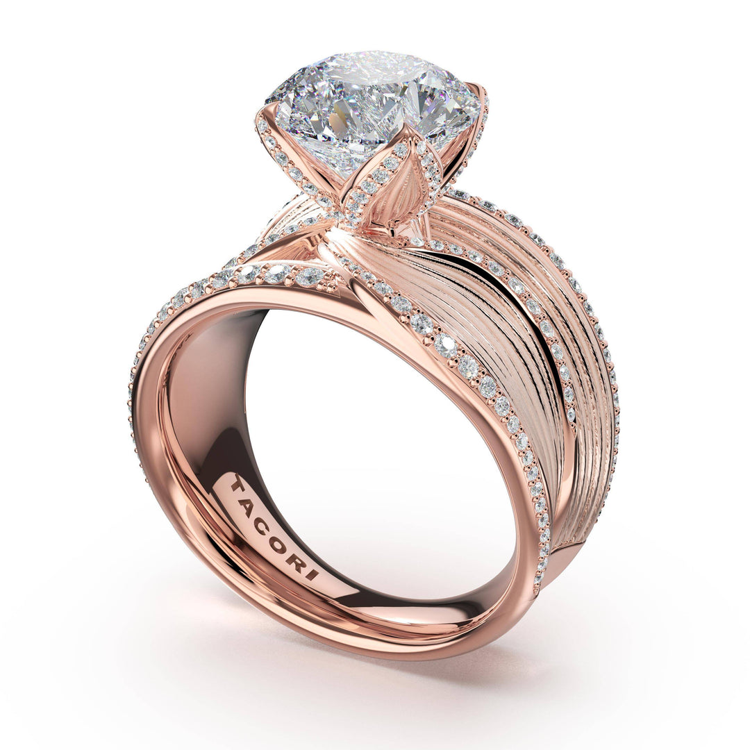 Dahlia Sculpted Double-Petal PavÃ© Ring in 18kt Rose Gold