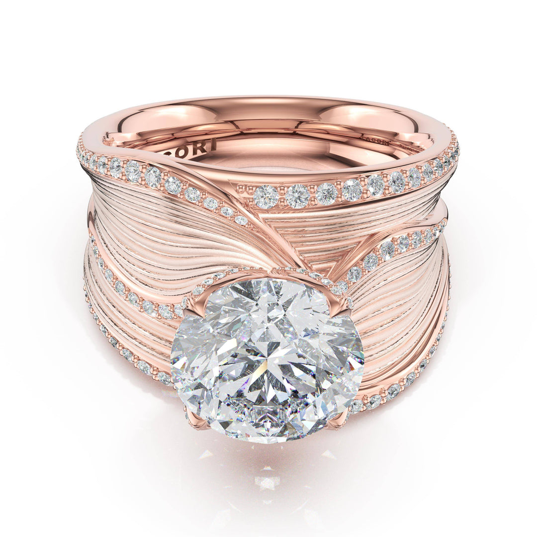 Dahlia Sculpted Double-Petal PavÃ© Ring in 18kt Rose Gold