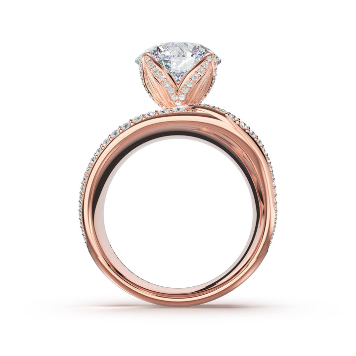 Dahlia Sculpted Double-Petal PavÃ© Ring in 18kt Rose Gold