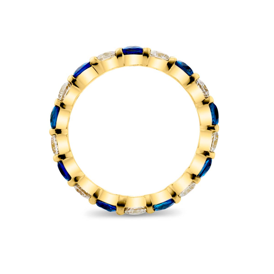 18K Yellow Gold Round Sapphire and Diamond Eternity Band