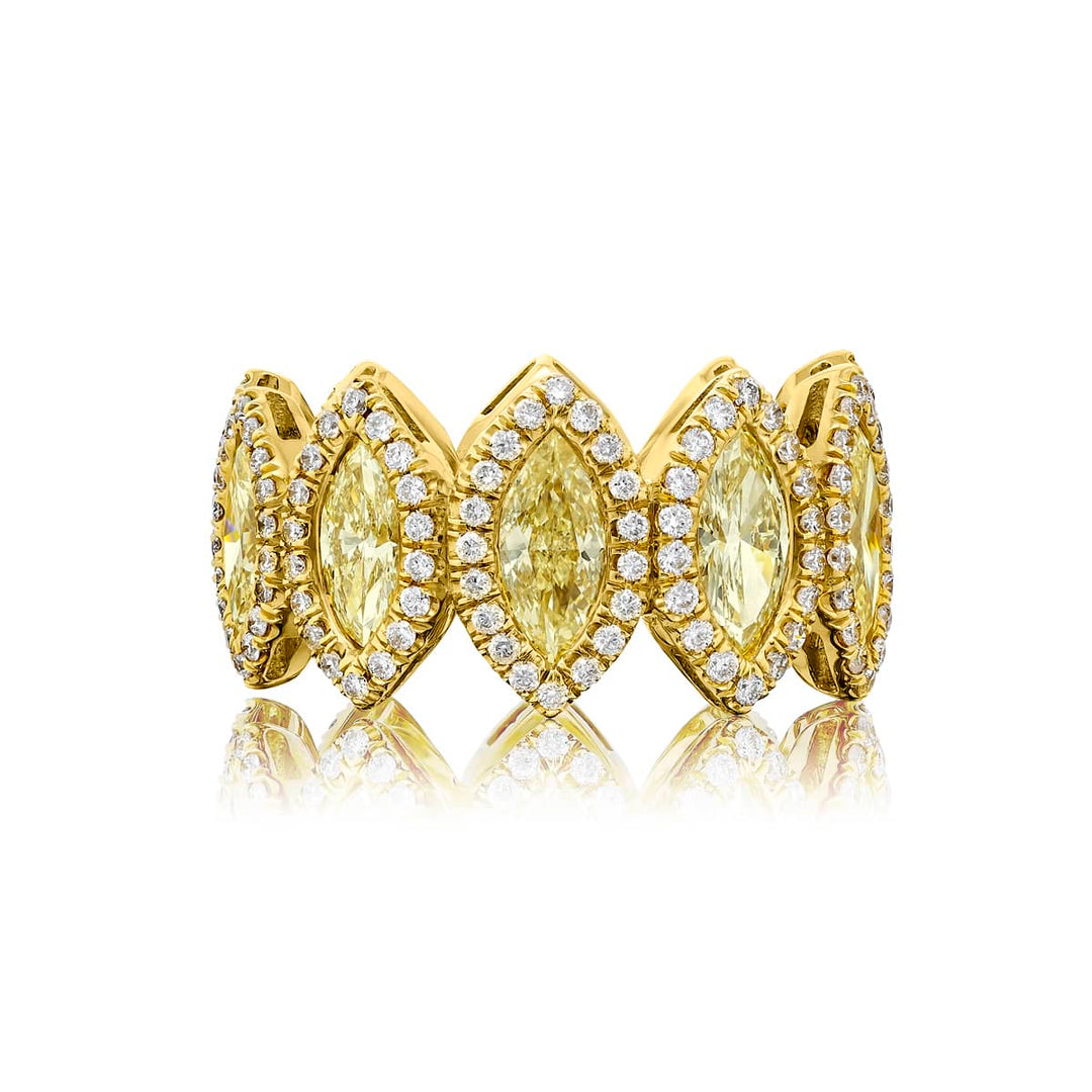 18K Yellow Gold Marquise Fancy Yellow Diamond Eternity Band