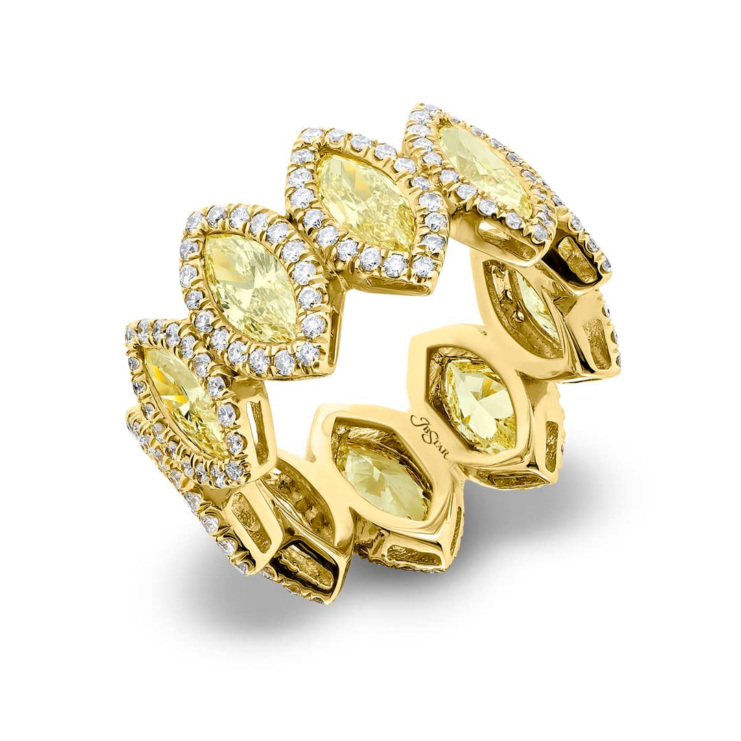 18K Yellow Gold Marquise Fancy Yellow Diamond Eternity Band