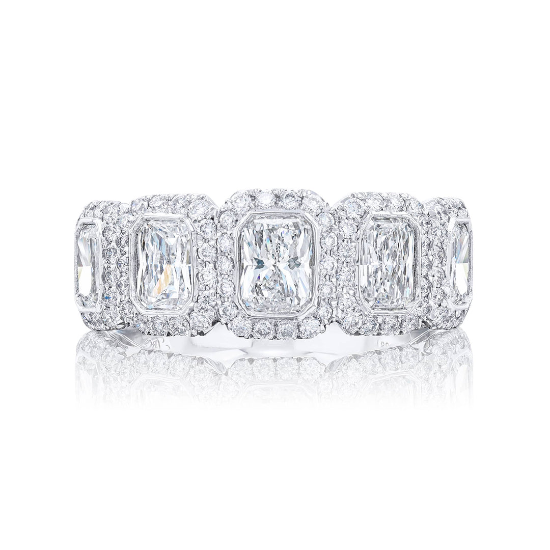 Iconic Multi-Row Diamond Band | Radiant-Cut Diamonds in Platinum