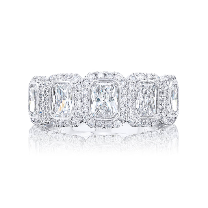 Iconic Multi-Row Diamond Band | Radiant-Cut Diamonds in Platinum
