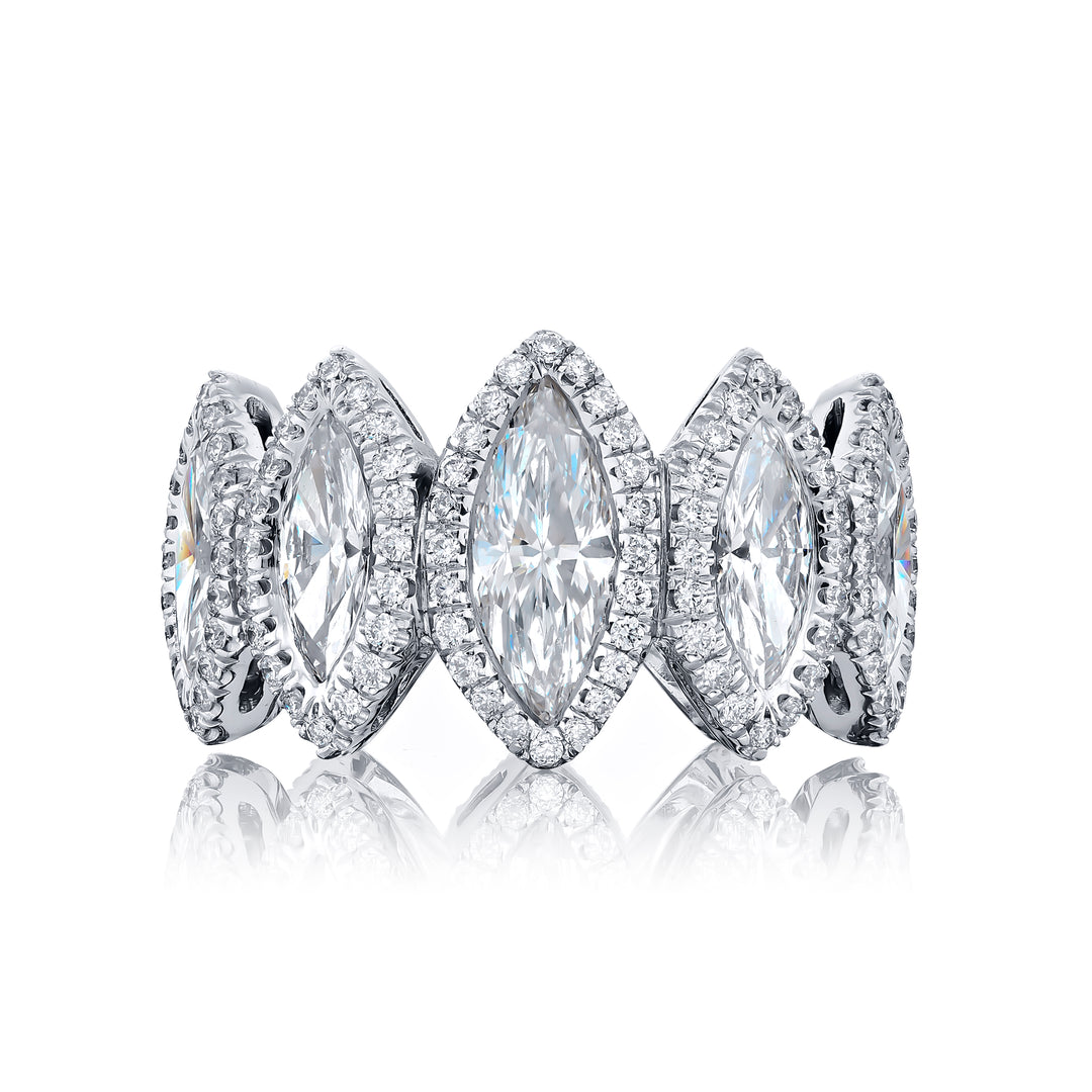 Platinum Marquise Diamond Micro Pave Eternity Band