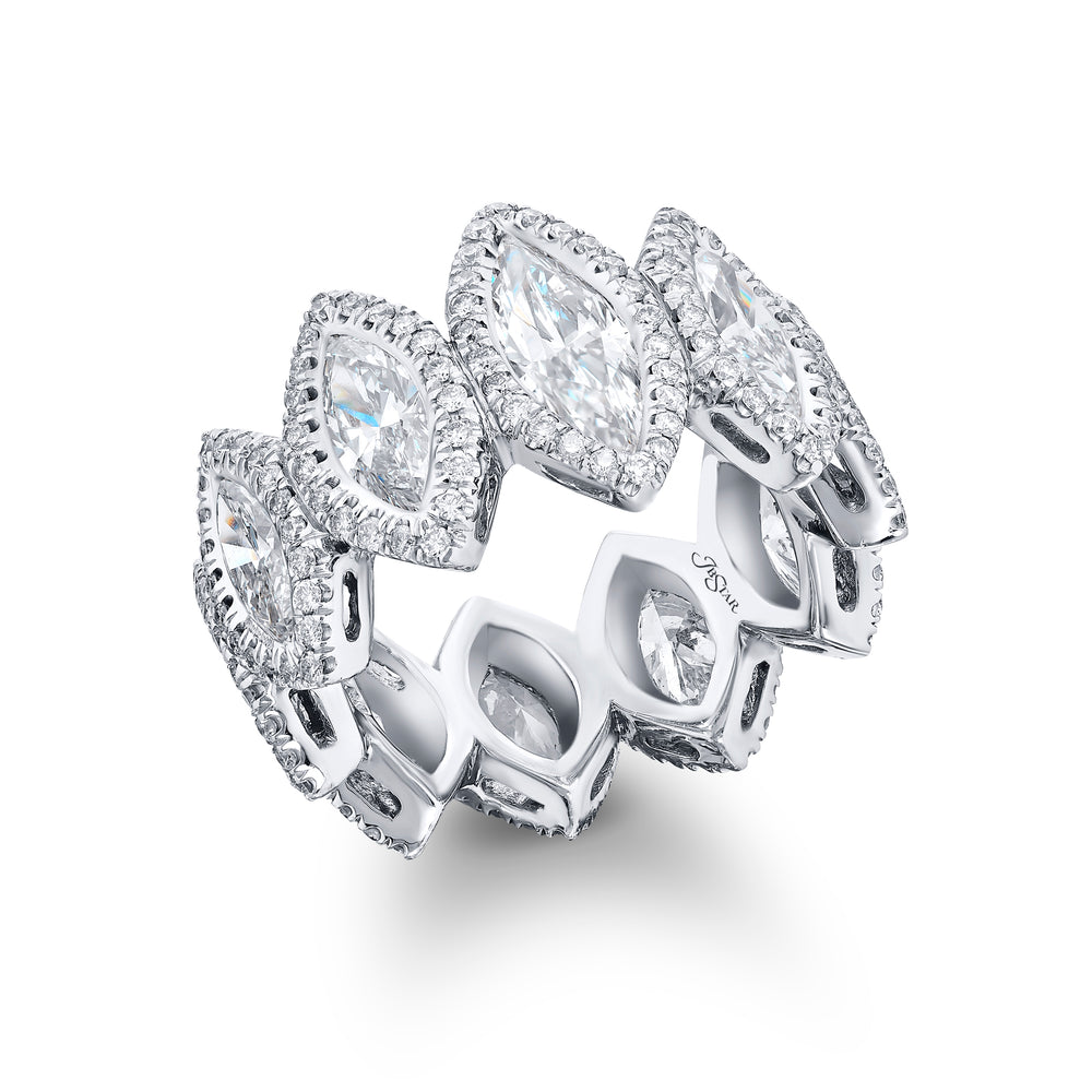 Platinum Marquise Diamond Micro Pave Eternity Band