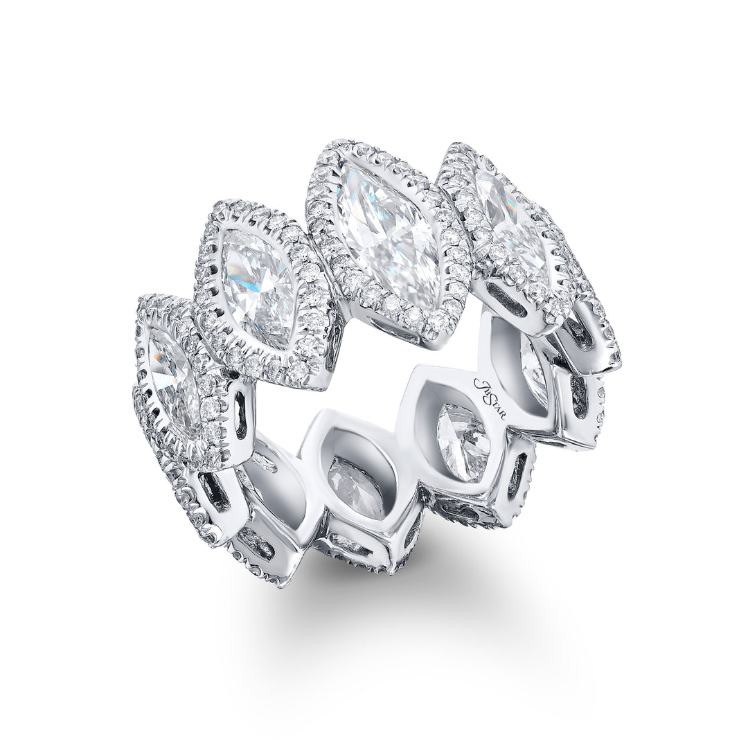 Platinum Marquise Diamond Micro Pave Eternity Band