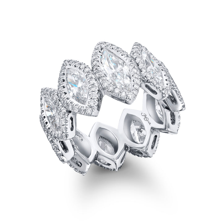 Platinum Marquise Diamond Micro Pave Eternity Band