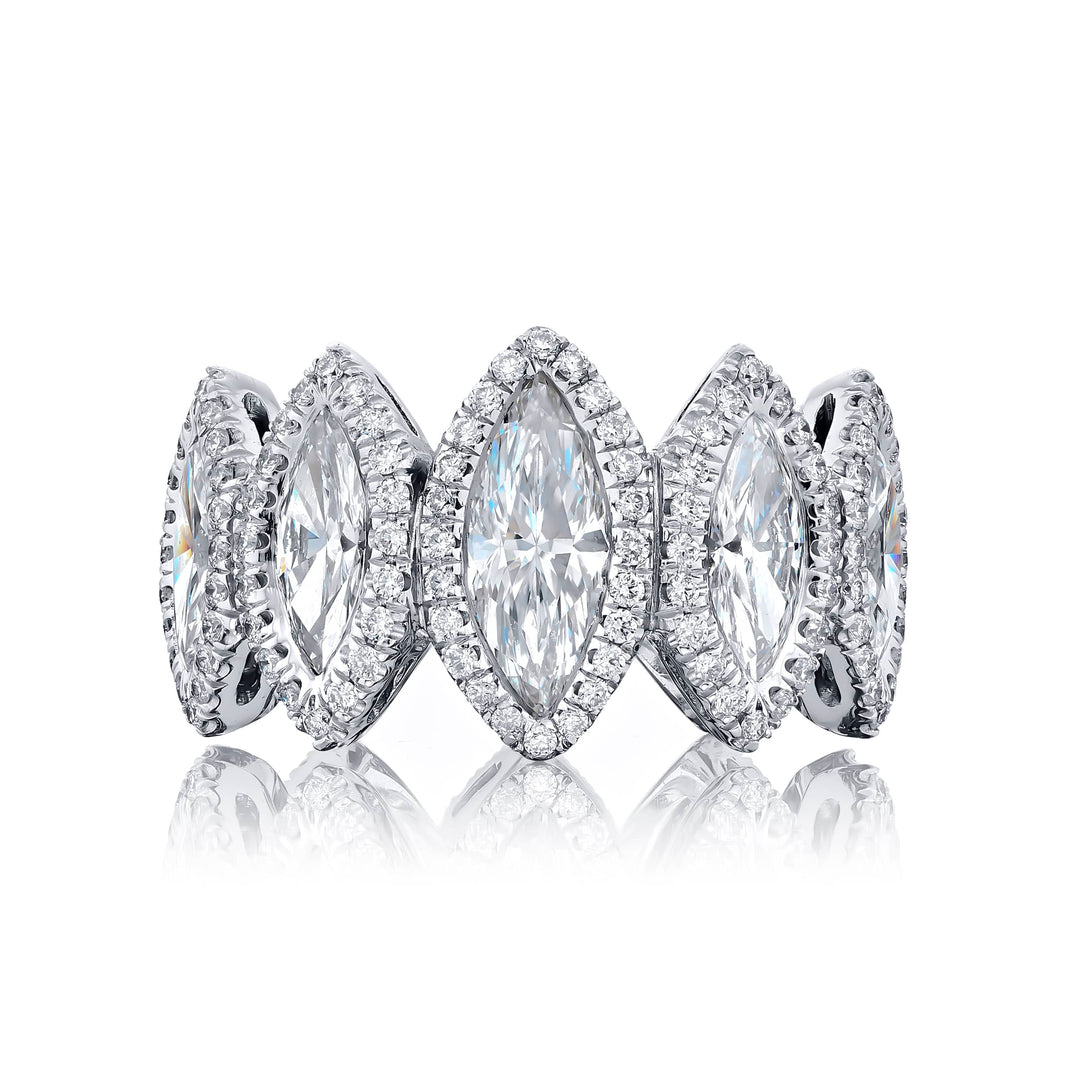 Platinum Marquise Diamond Bezel Set Eternity Band