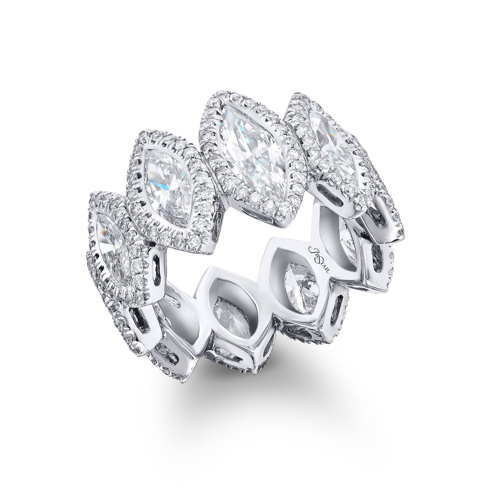 Platinum Marquise Diamond Bezel Set Eternity Band