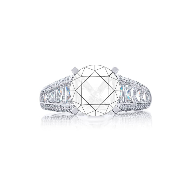 Oval Topaz And Trapezoid Ring In Pave Setting Plat 18KY Gold