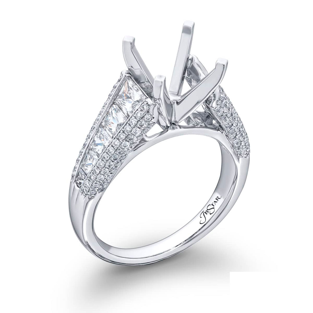 Oval Topaz And Trapezoid Ring In Pave Setting Plat 18KY Gold