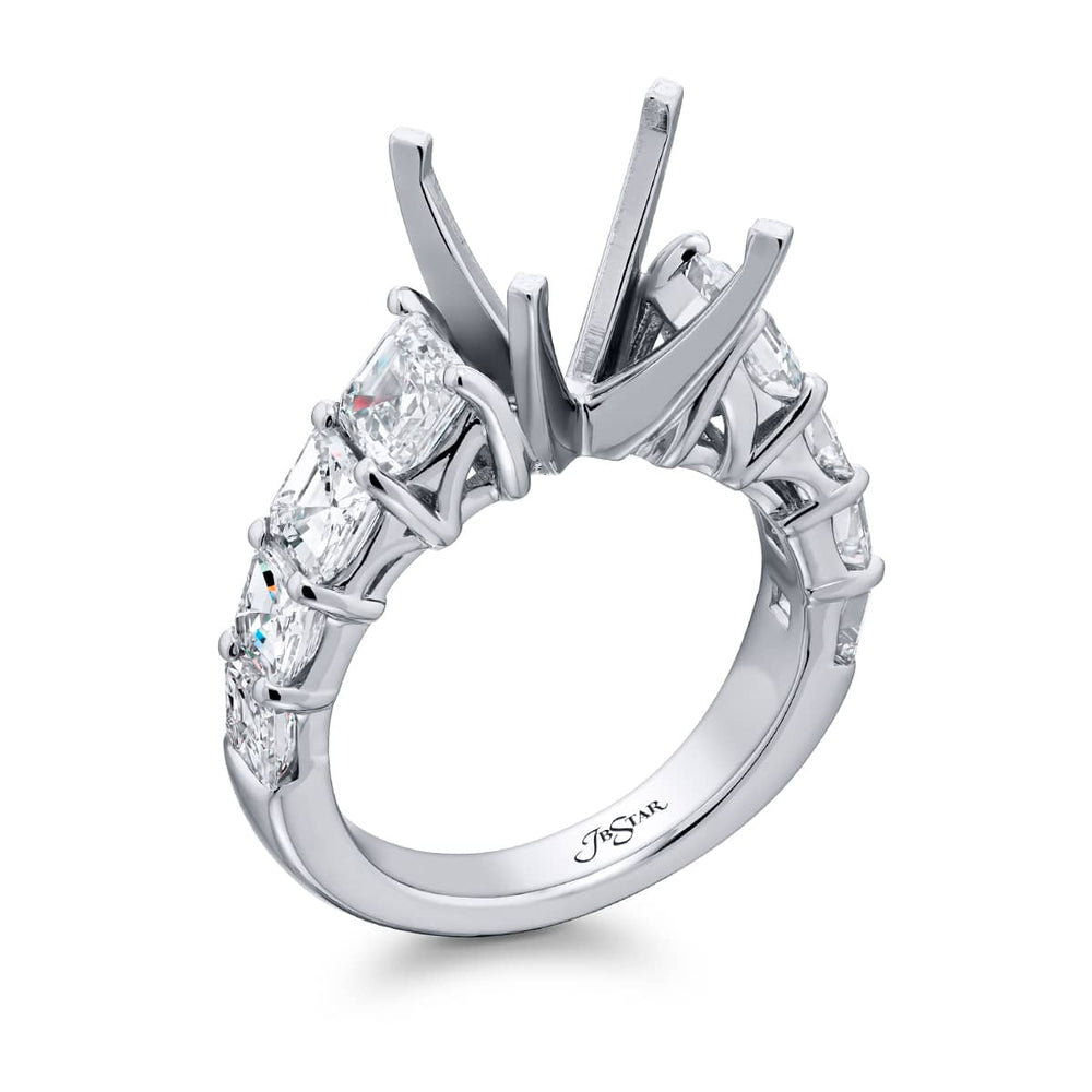 Dazzling Brilliance: Our timeless Diamond Semi-mount. These eight square emerald-cut diamonds are set in a shared prong setting handcrafted in pure platinum.