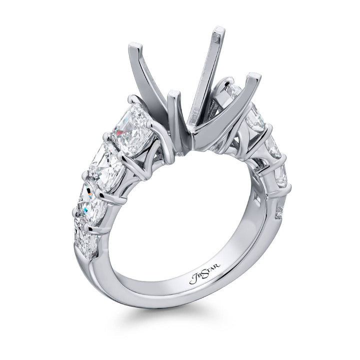 Dazzling Brilliance: Our timeless Diamond Semi-mount. These eight square emerald-cut diamonds are set in a shared prong setting handcrafted in pure platinum.