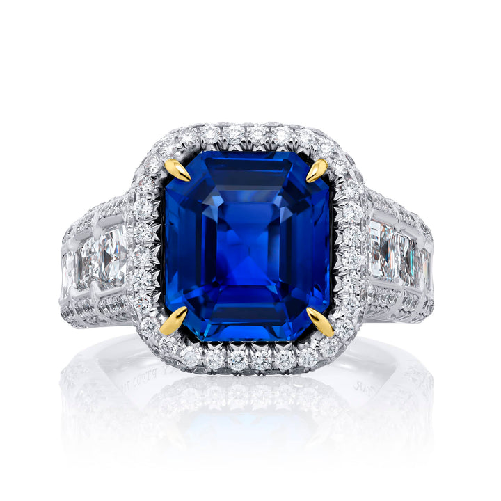 Platinum Emerald-Cut Sri Lankan Sapphire Ring